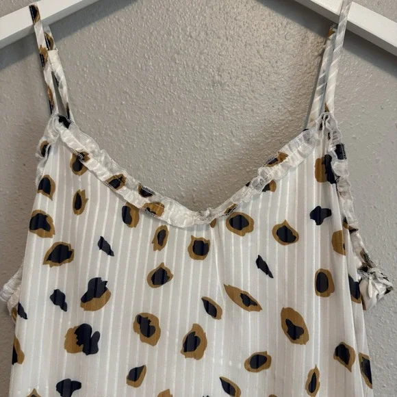 Generation K Leopard Ruffle Maxi Dress W/ Tie Belt Boho Whimsigoth Coastal M - Picture 7 of 12